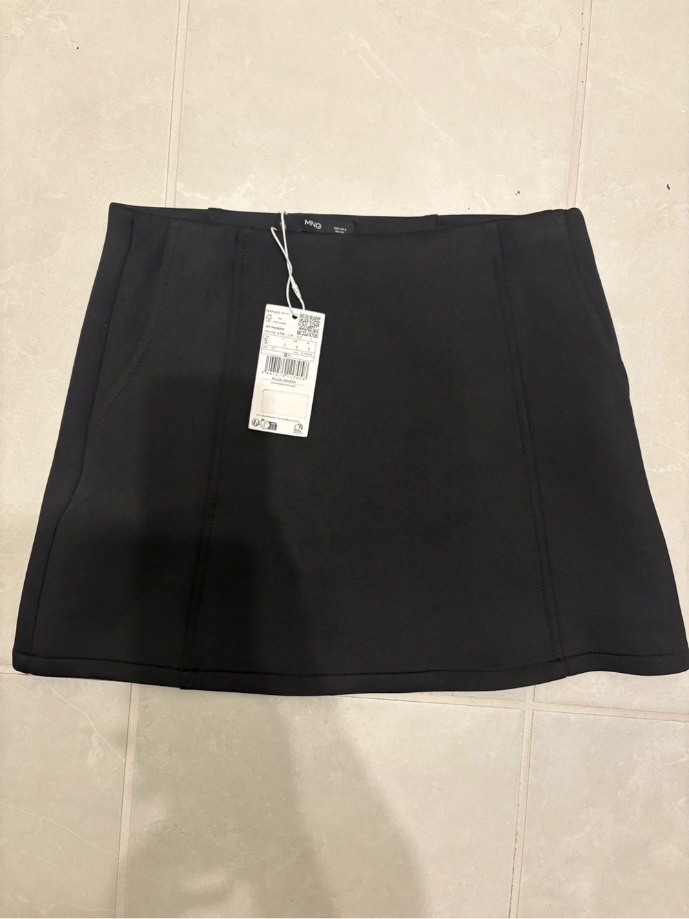 Mango Black Mini Skirt with Paneled Seams